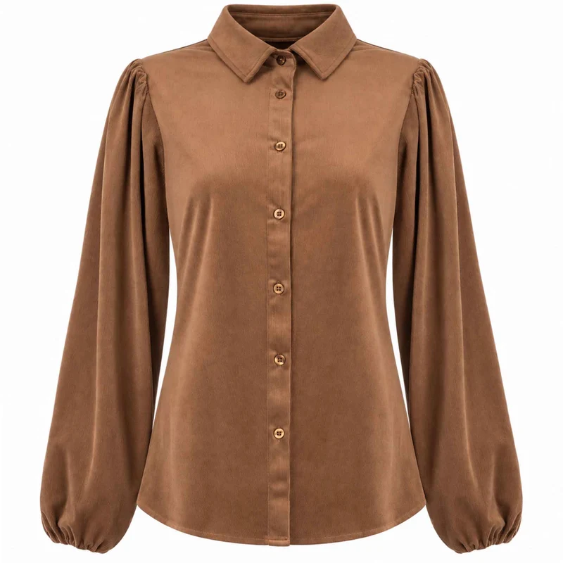 NED Blouse Mayliera Velvet Rib Bruin | Tall