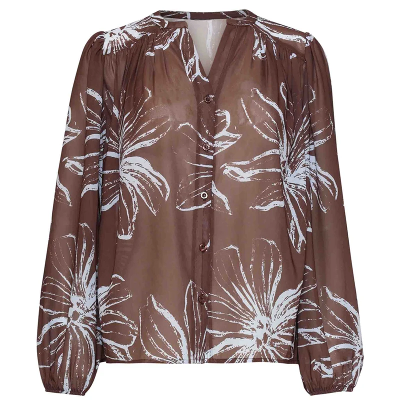 Smashed Lemon Blouse Bruin Lichtblauw | Tall