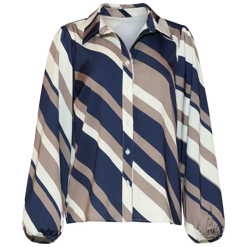 Smashed Lemon Blouse Streep Donkerblauw | Tall