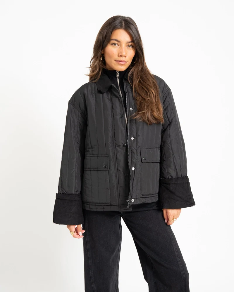 Aware Sissy Oversize Quilted Jacket Black