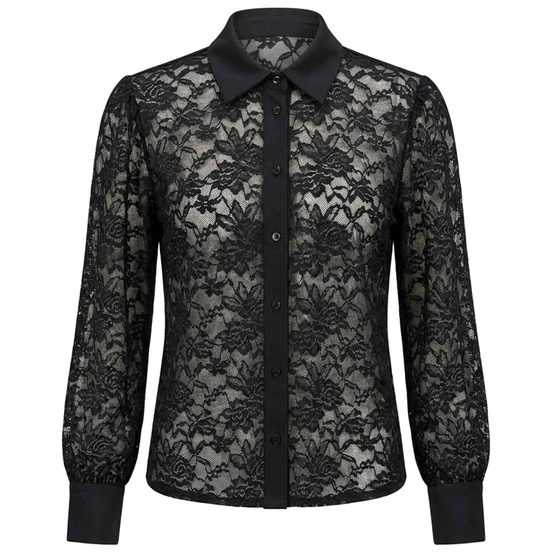 Only-M Blouse Kant Zwart | Tall