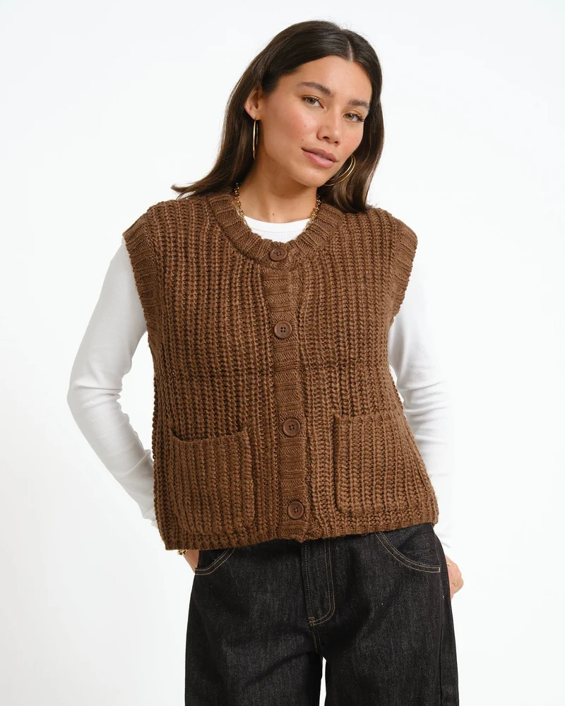Kelly Chunky Vest Knit Karaf