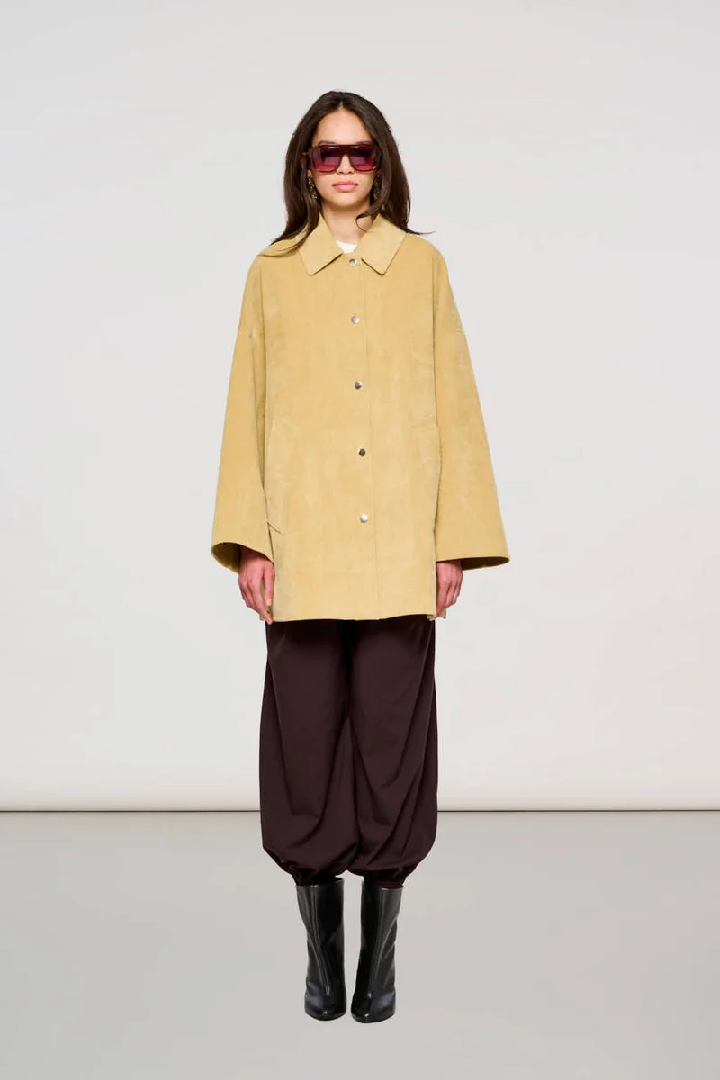 1900 York Raincoat Parka in Velluto Burnished Gold