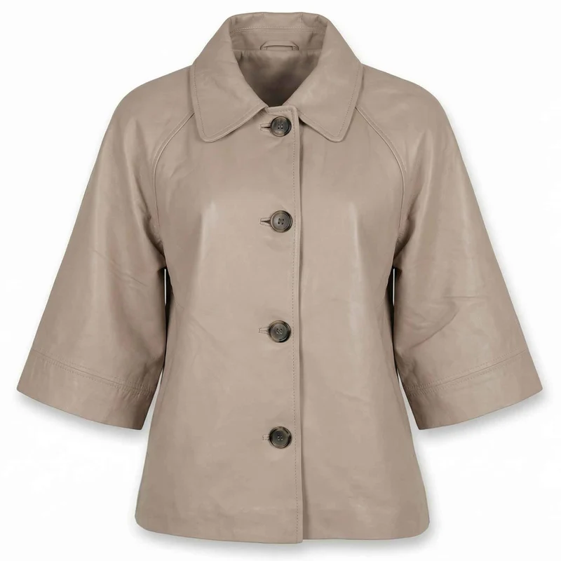 Transmission Lederen Poncho Beige | Tall
