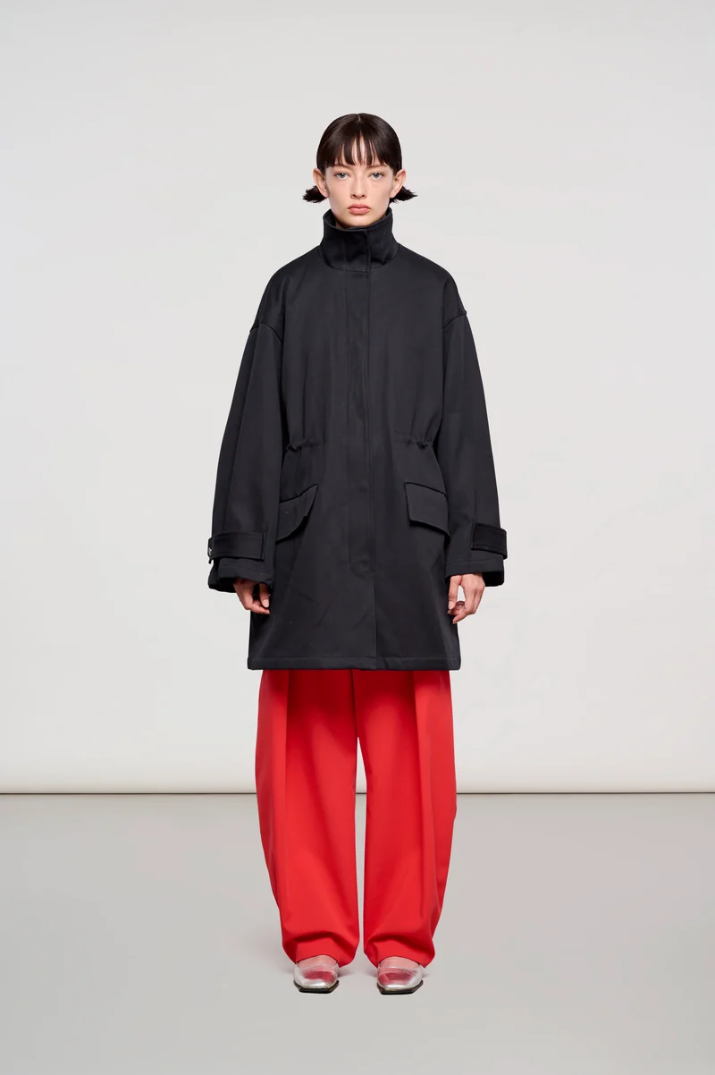 4000 GIACCA LUNGA BASEL IN COTONE DUCHESSE BLACK