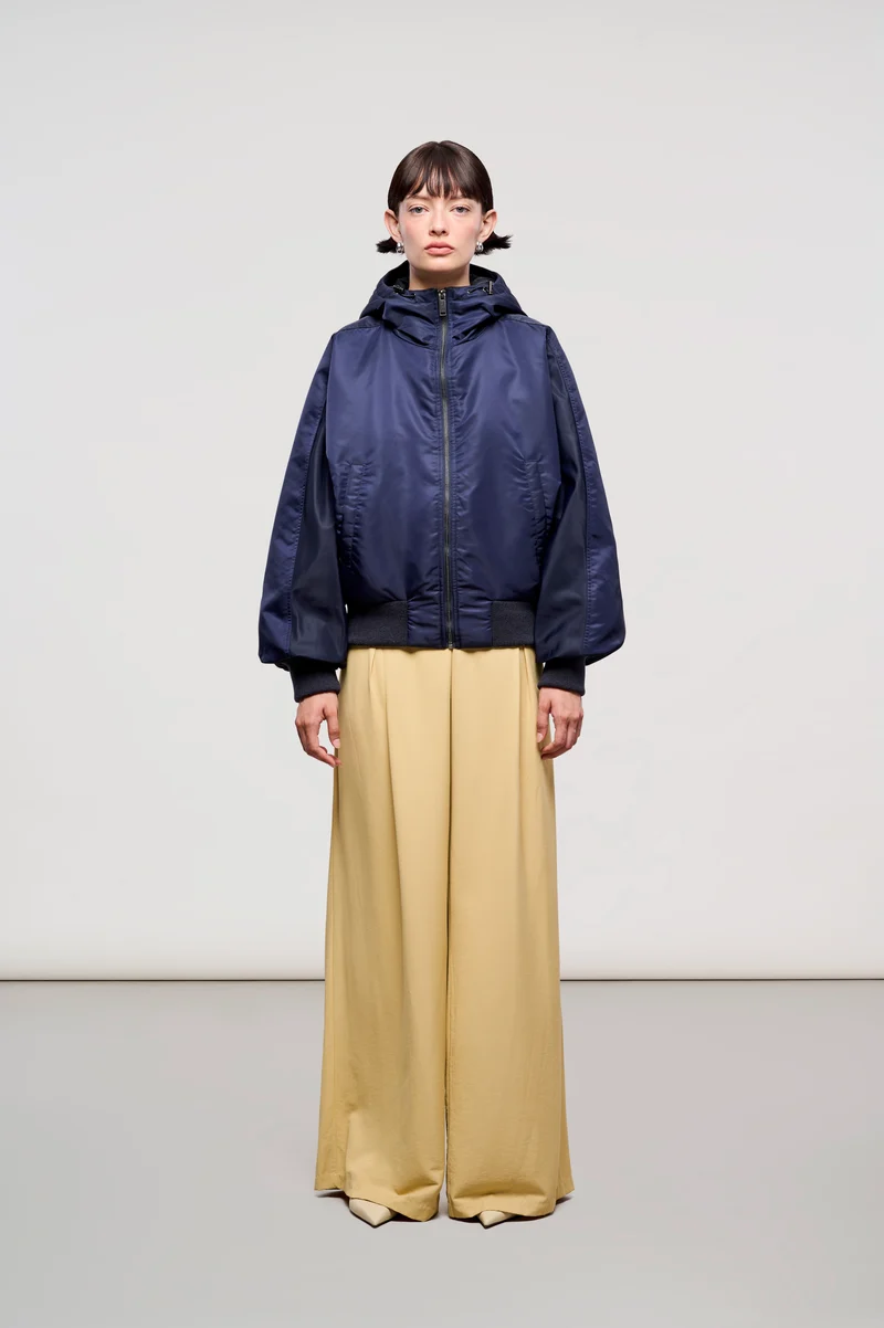 2400 GIACCA CON CAPPUCCIO SEOUL IN BOMBER NYLON NAVY BLAZER