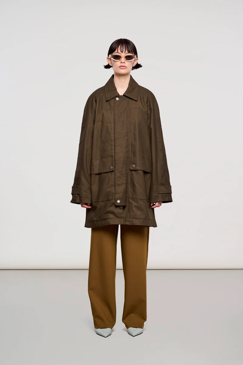 5900 CAPPOTTO ANTWERP IN COTONE CERATO TARMAC