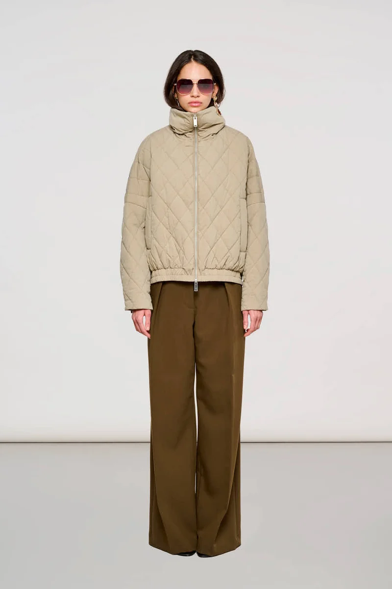 0590 Camden Puffer Jacket in Shiny Nylon Burnt Olive