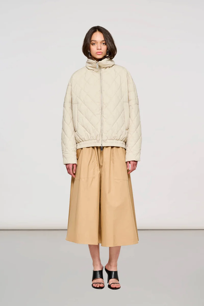 0590 Camden Puffer Jacket in Shiny Nylon Bone White