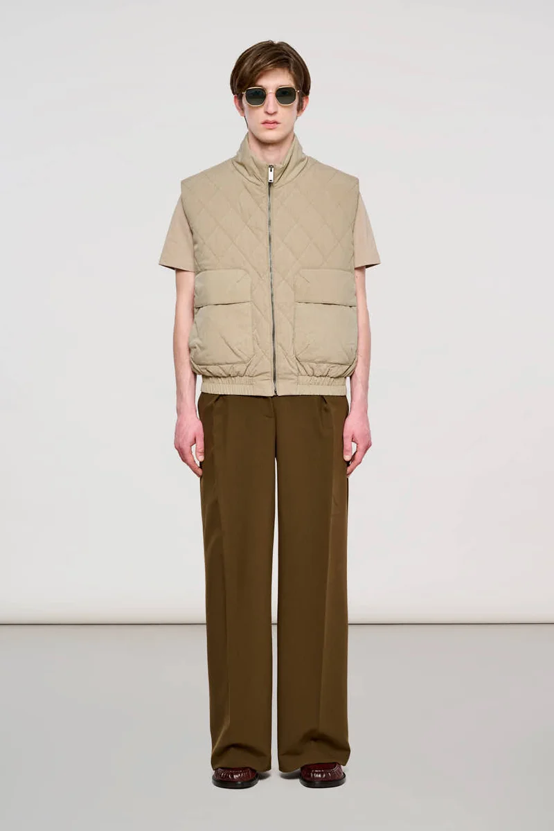 6000 Camden Puffer Vest in Shiny Nylon Burnt Olive
