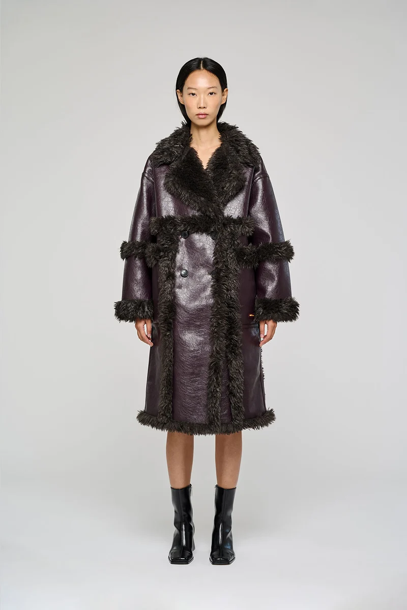 9331 CAPPOTTO LUNGO REVERSIBILE ECO SHEARLING BORDEAUX
