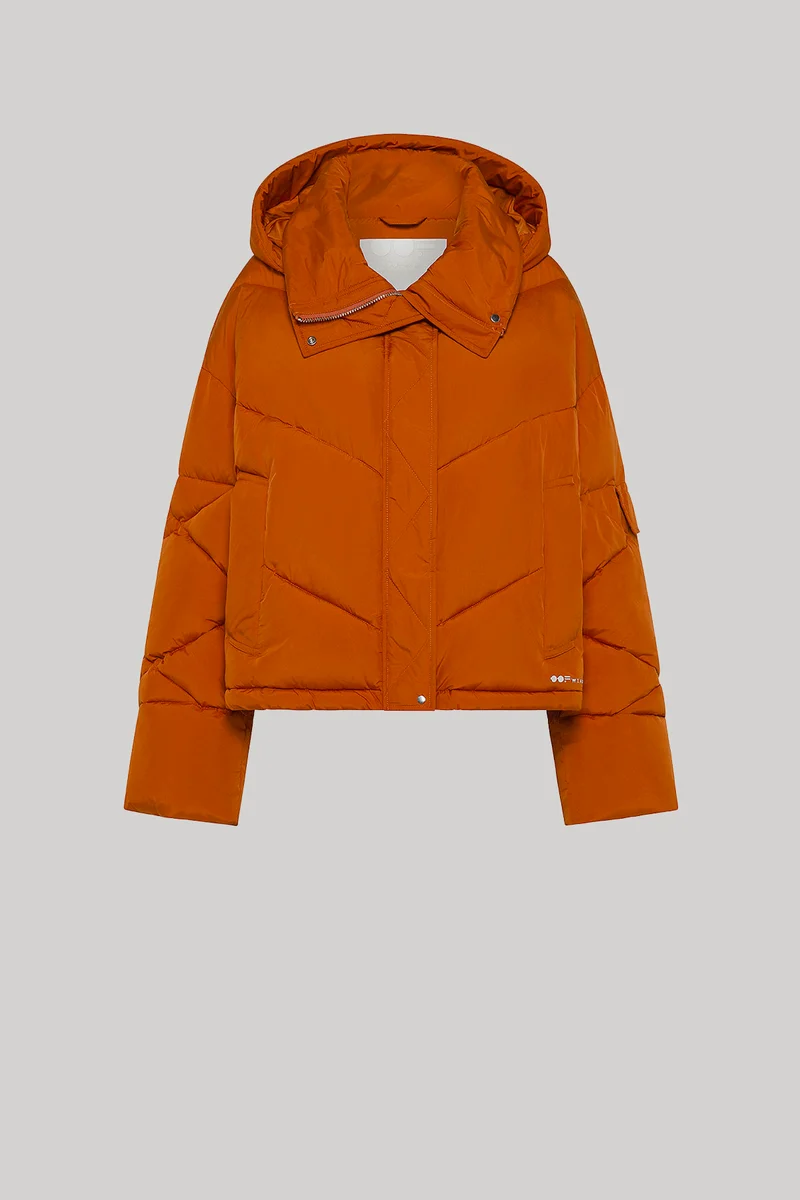 9327 BOMBER TRAPUNTATO CON CAPPUCCIO REMOVIBILE IN NYLON ARANCIONE