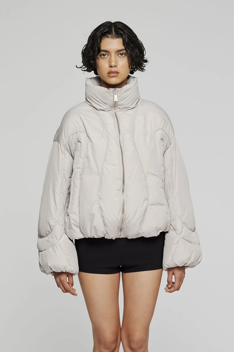 9329 BOMBER TRAPUNTATO IN NYLON IDROREPELLENTE PANNA