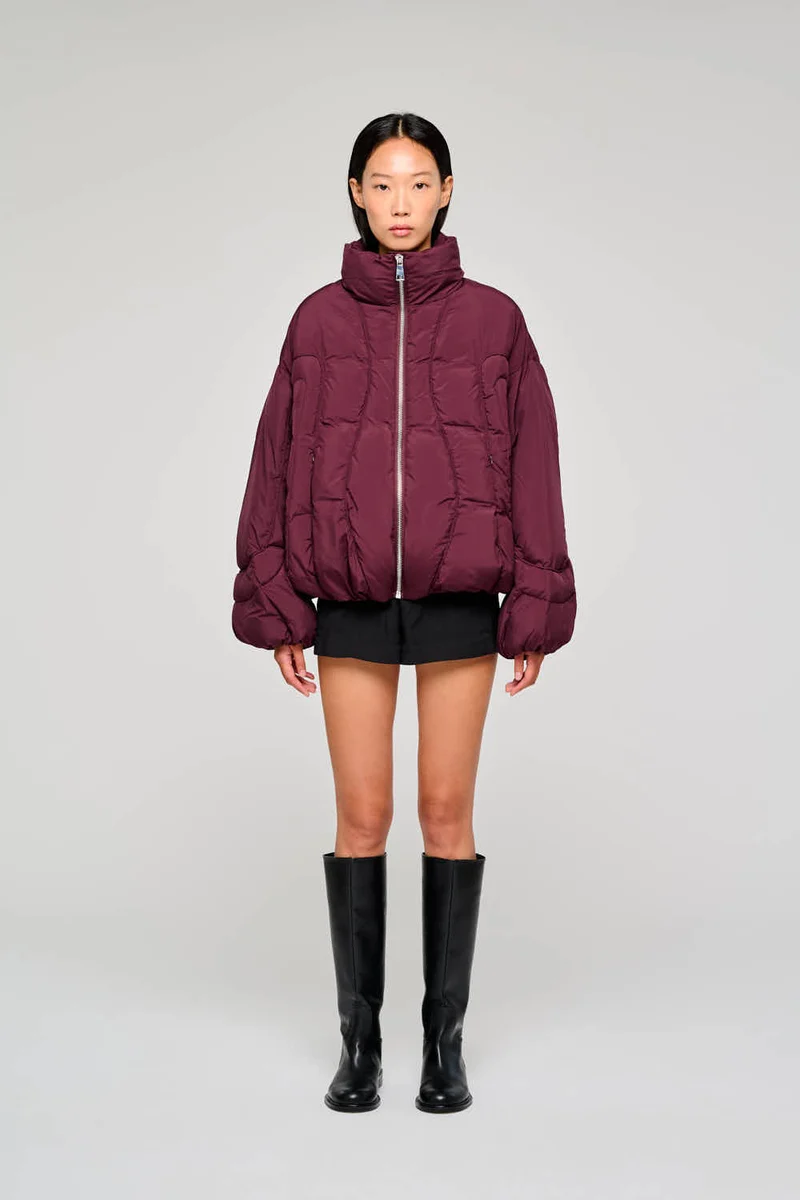 9329 BOMBER TRAPUNTATO IN NYLON IDROREPELLENTE BORDEAUX