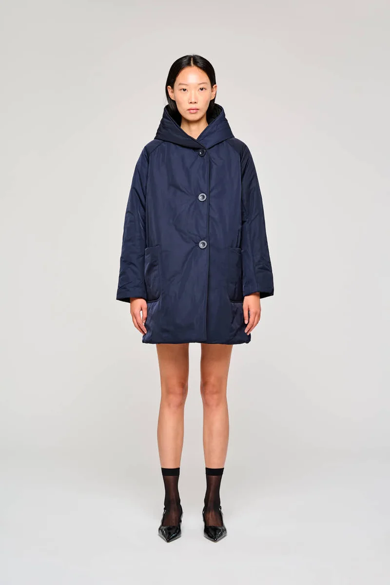 9410 GIACCA LUNGA REVERSIBILE IN NYLON IDROREPELLENTE BLU NERO