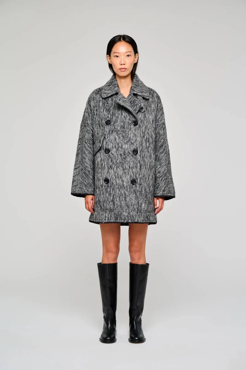 9318 CAPPOTTO CORTO DOPPIOPETTO IN LANA GRIGIO
