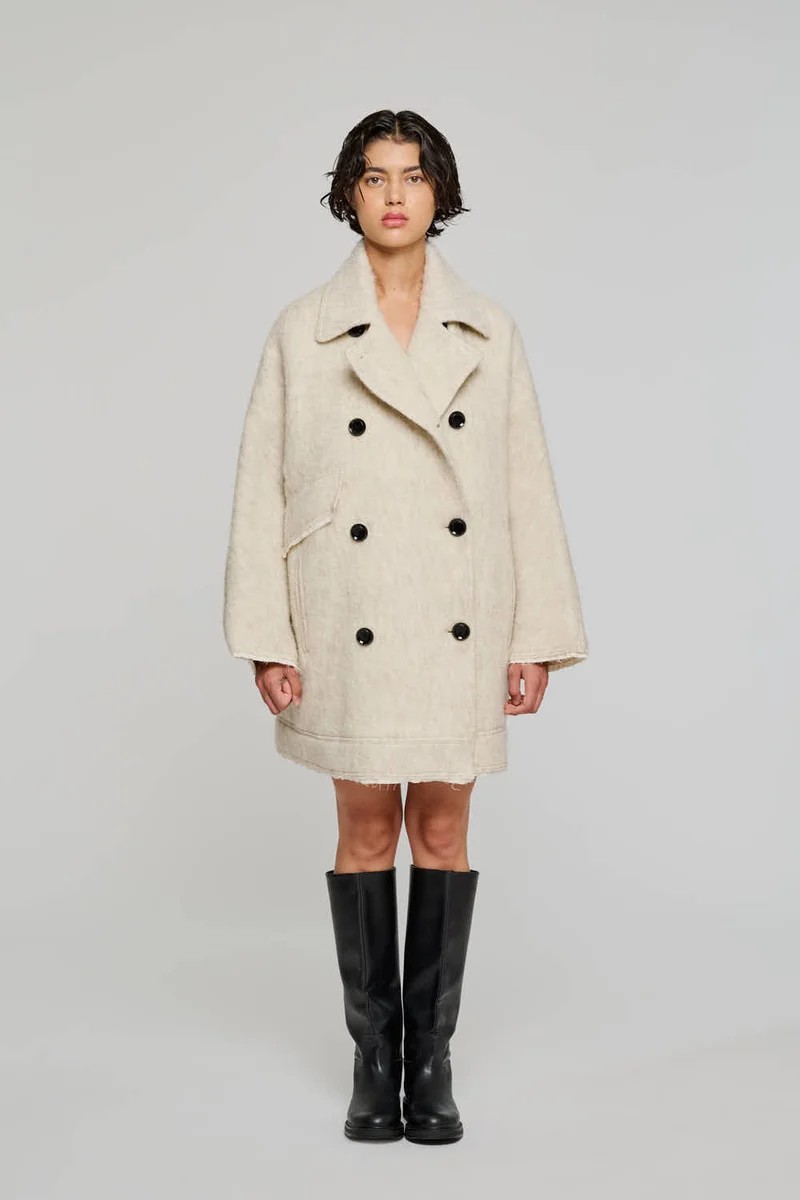9318 CAPPOTTO CORTO DOPPIOPETTO IN LANA BIANCO