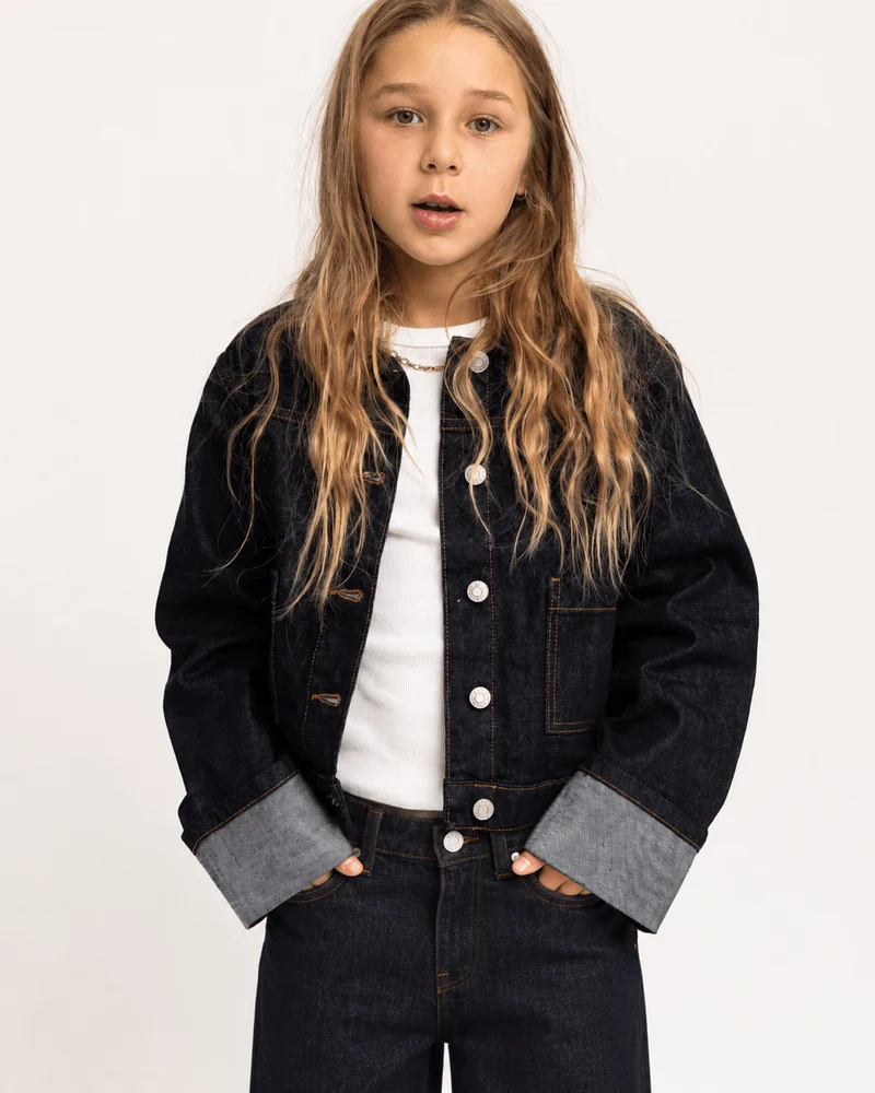 Vega Jacket Fold Up Denim GIRLS Dark Blue Denim