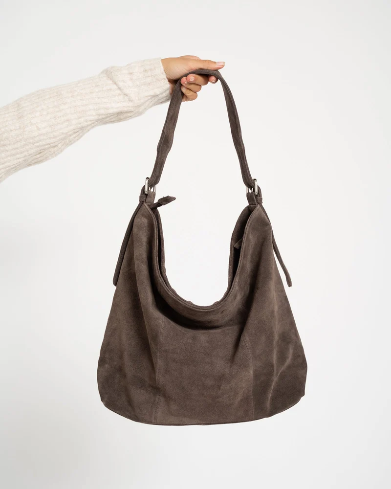 TILTIL Ariana Bag Dark Bruin Suede