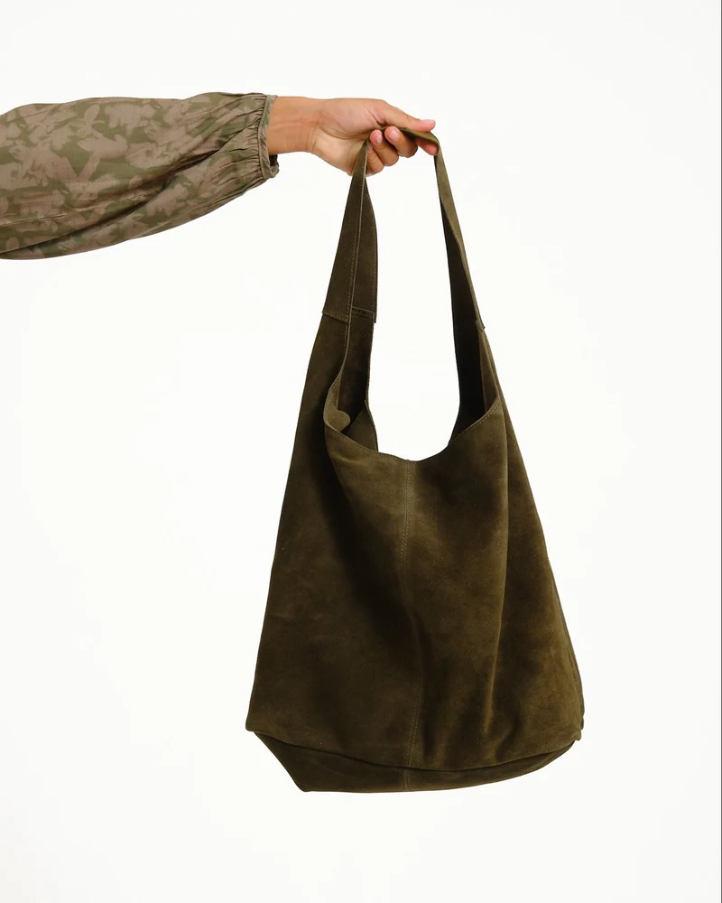 TILTIL Bag Yuki Khaki Groen Suede Donkergroen