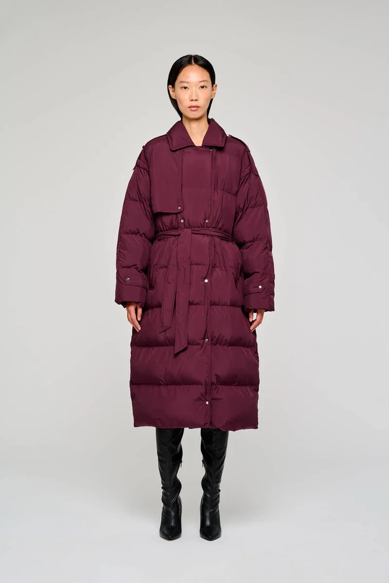 9325 PIUMINO LUNGO IMBOTTITO IN NYLON MEMORY IDROREPELLENTE BORDEAUX