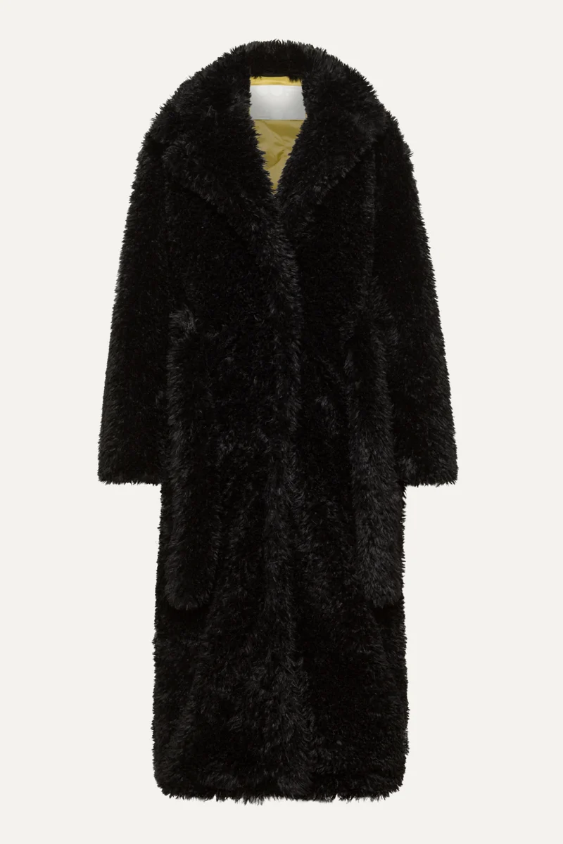 Cappotto Lungo 9259 In Eco Pelliccia Nero