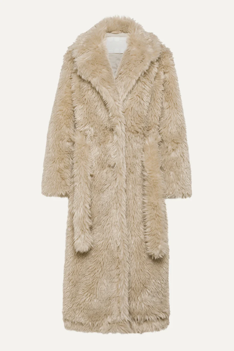 Cappotto Lungo 9259 In Eco Pelliccia Pesco