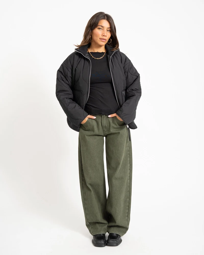 Serena Mid Quilted Jacket Black