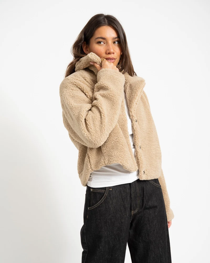 Nati Crop Teddy Jacket Birch