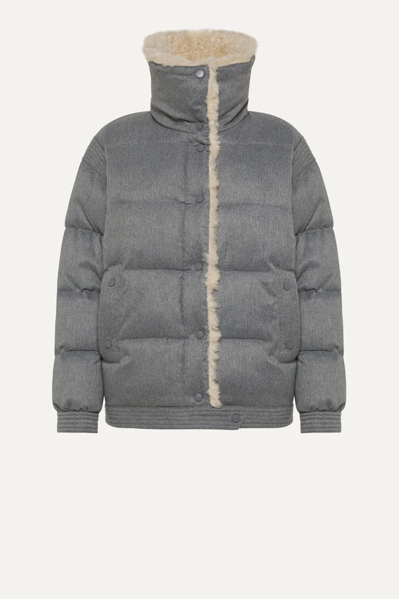 Giacca Corta In Nylon Melange Grigio Melange