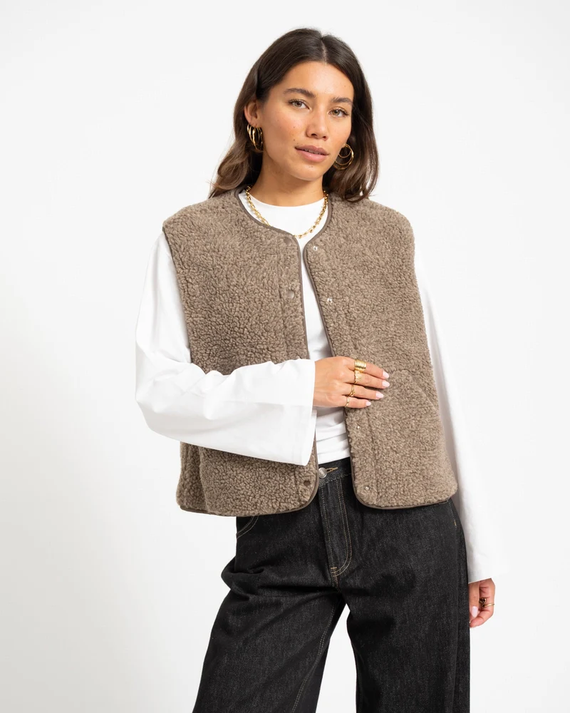 Vera Teddy Vest Bungee Cord Melange