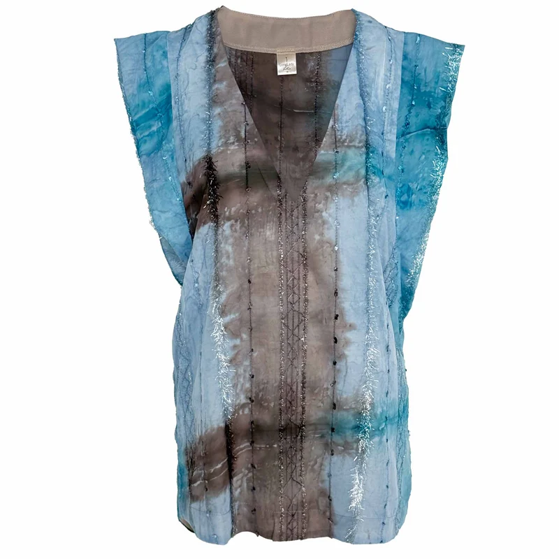 Longlady Shirt Odit Lurex Blauw | Tall