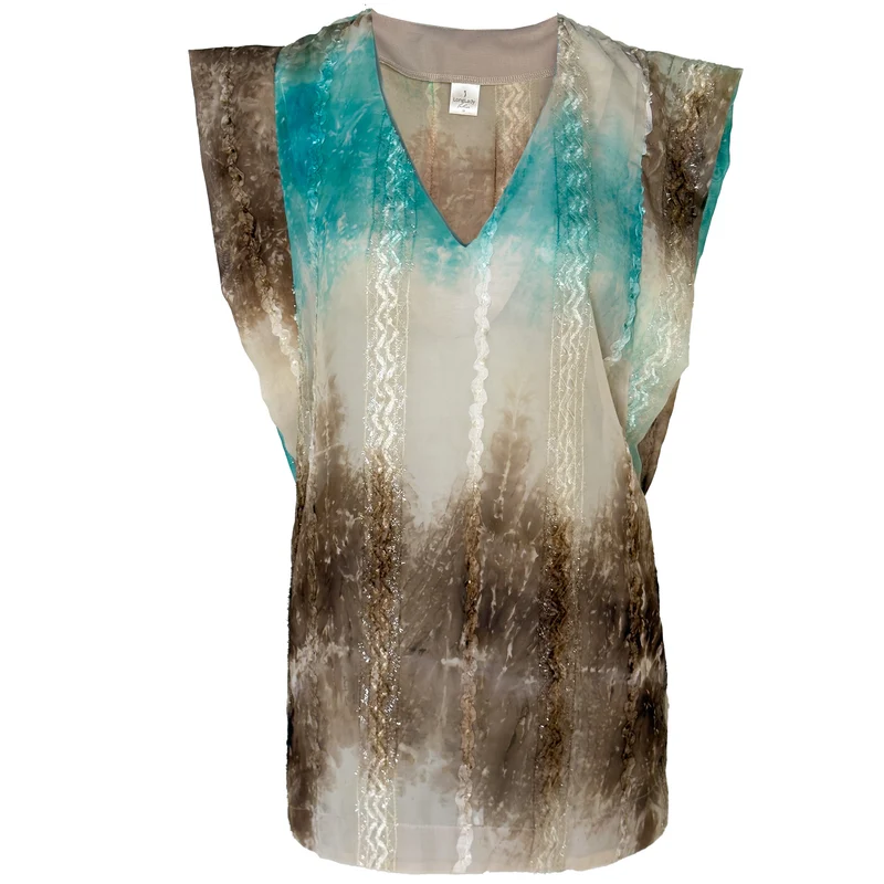 Longlady Shirt Odit Lurex Aqua | Tall