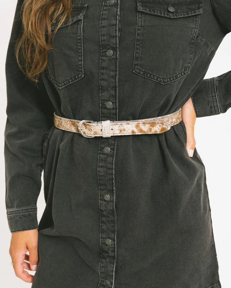 Riem Cow Zilver Buckle