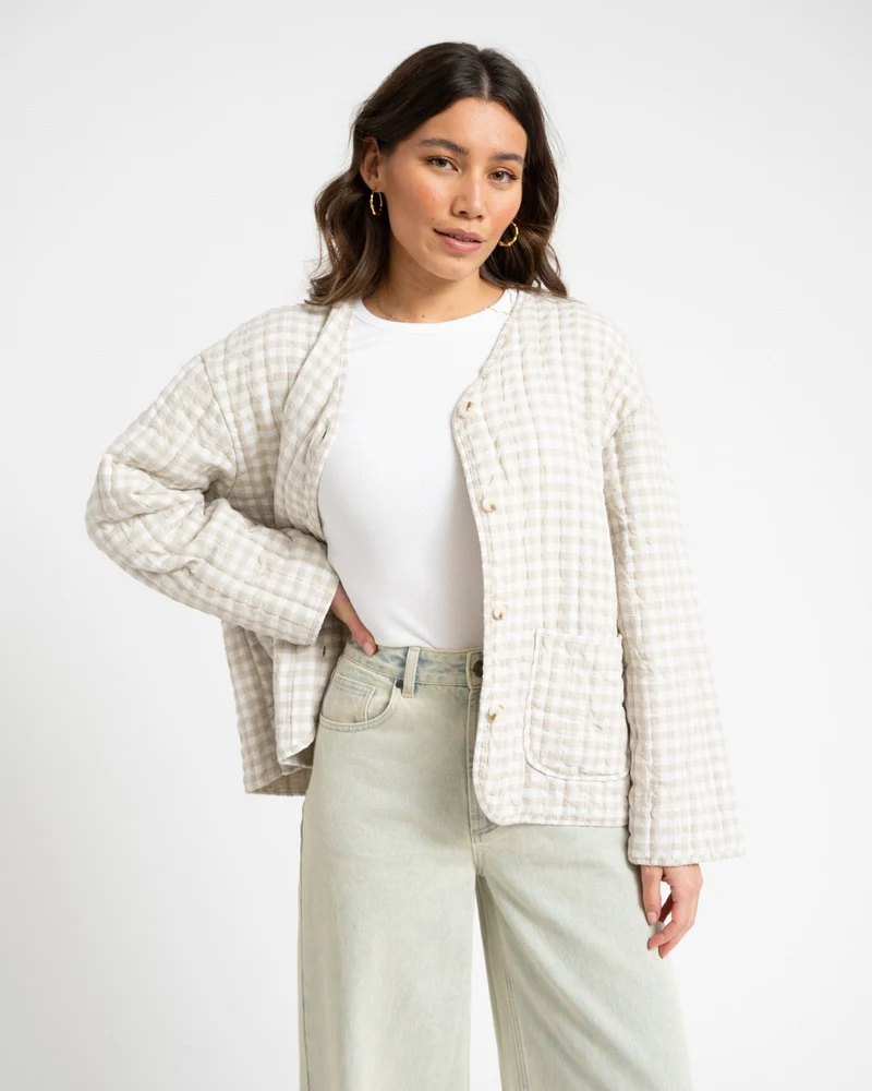TILTIL Eva Jacket Checked Sand