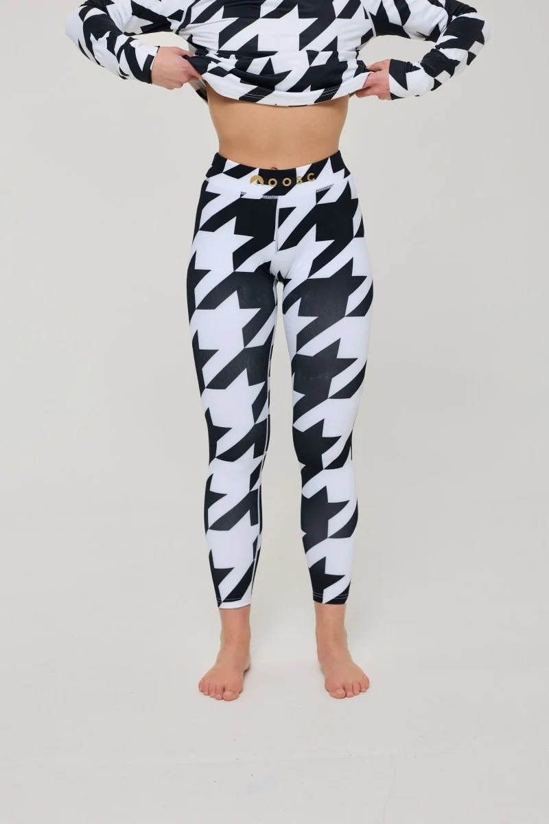 Baselayer Leggings - Black & White Houndstooth Women's