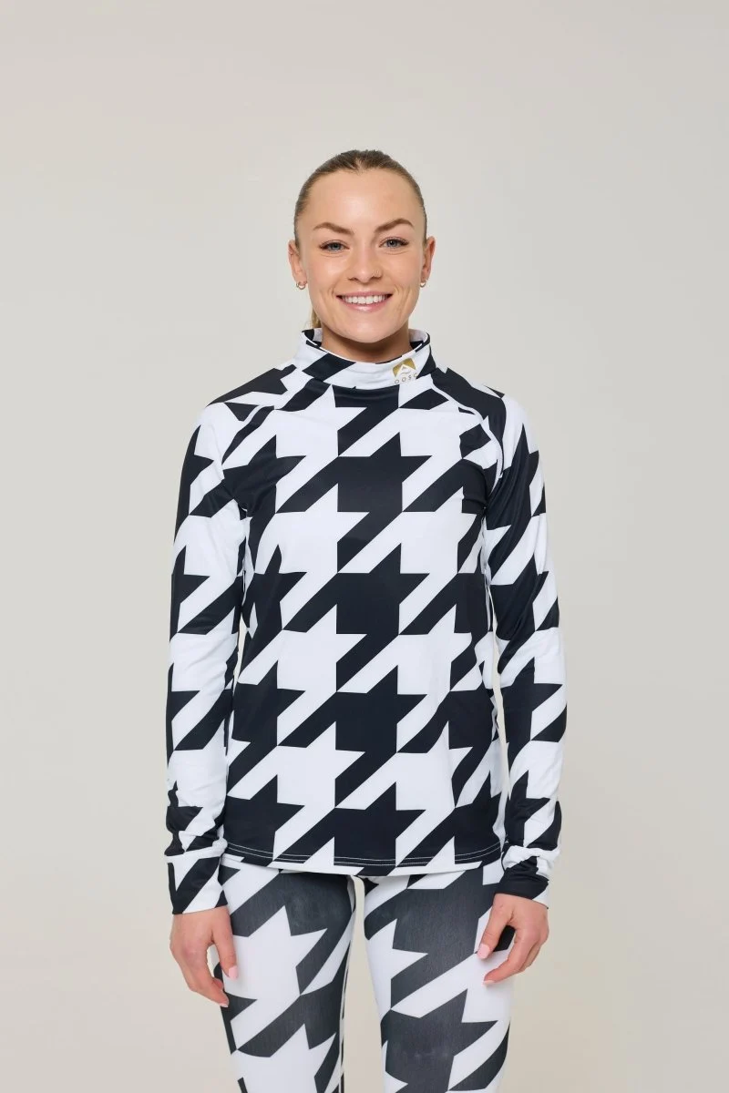 Black & White Houndstooth Women's Baselayer Top