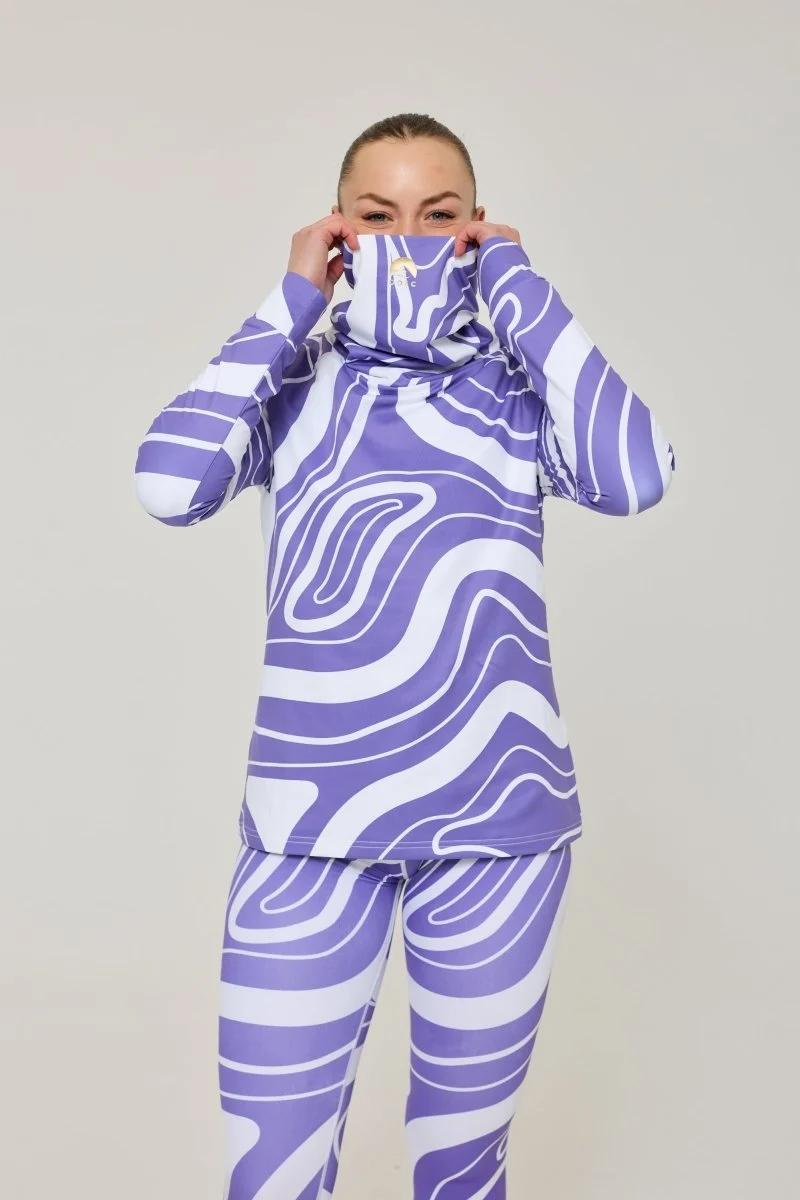 Purple Swirl Women's High Neck Baselayer Top