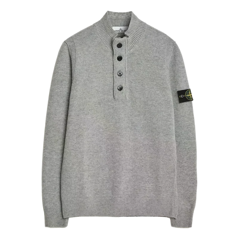 Knitted Lambswool Half Button Zip Grey Melange - Match Laren