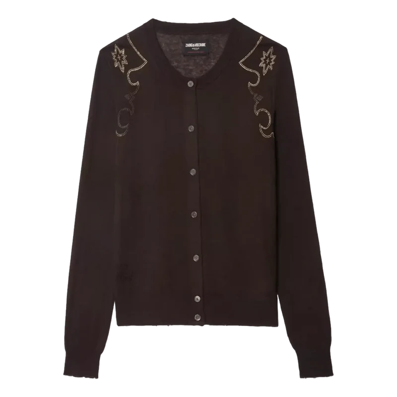 Zadig & Voltaire Vest Missya 100% Kasjmier Donkerbruin - Match Laren