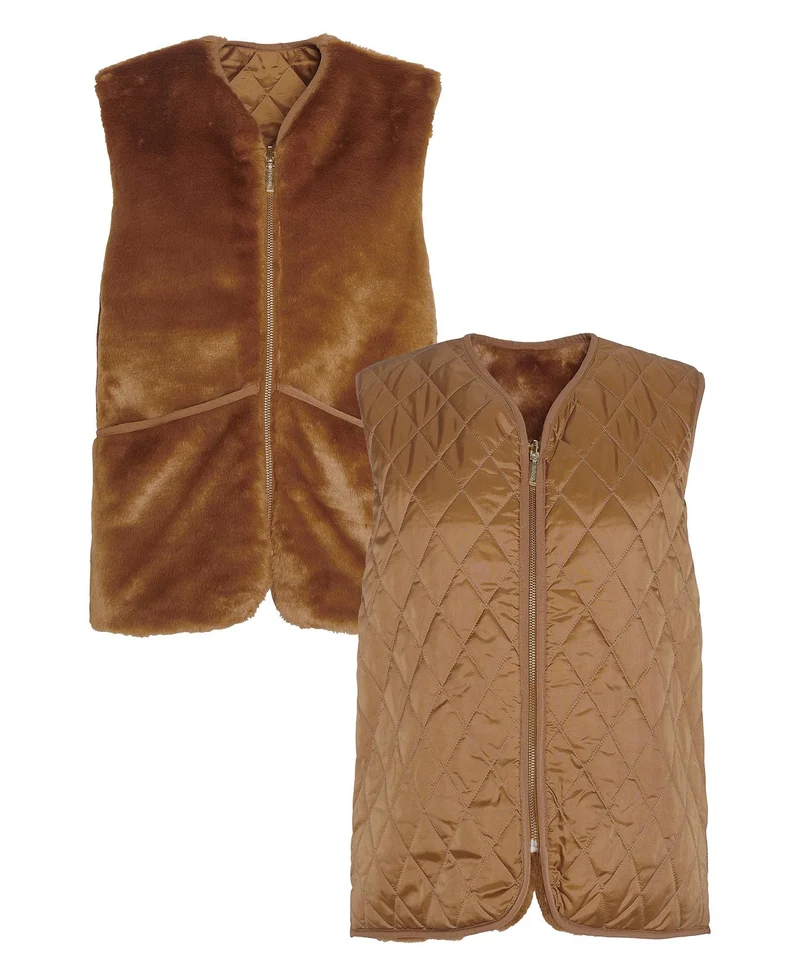 Women's Reversible Quilted fur Gilet