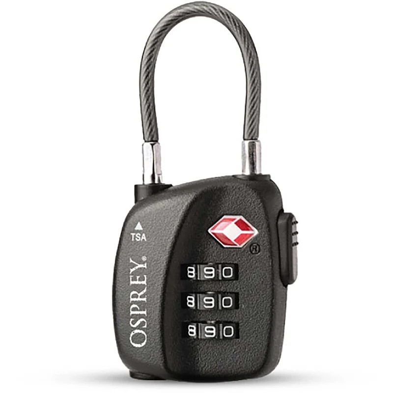 TSA 3 Dial Cable Lock Black O/S