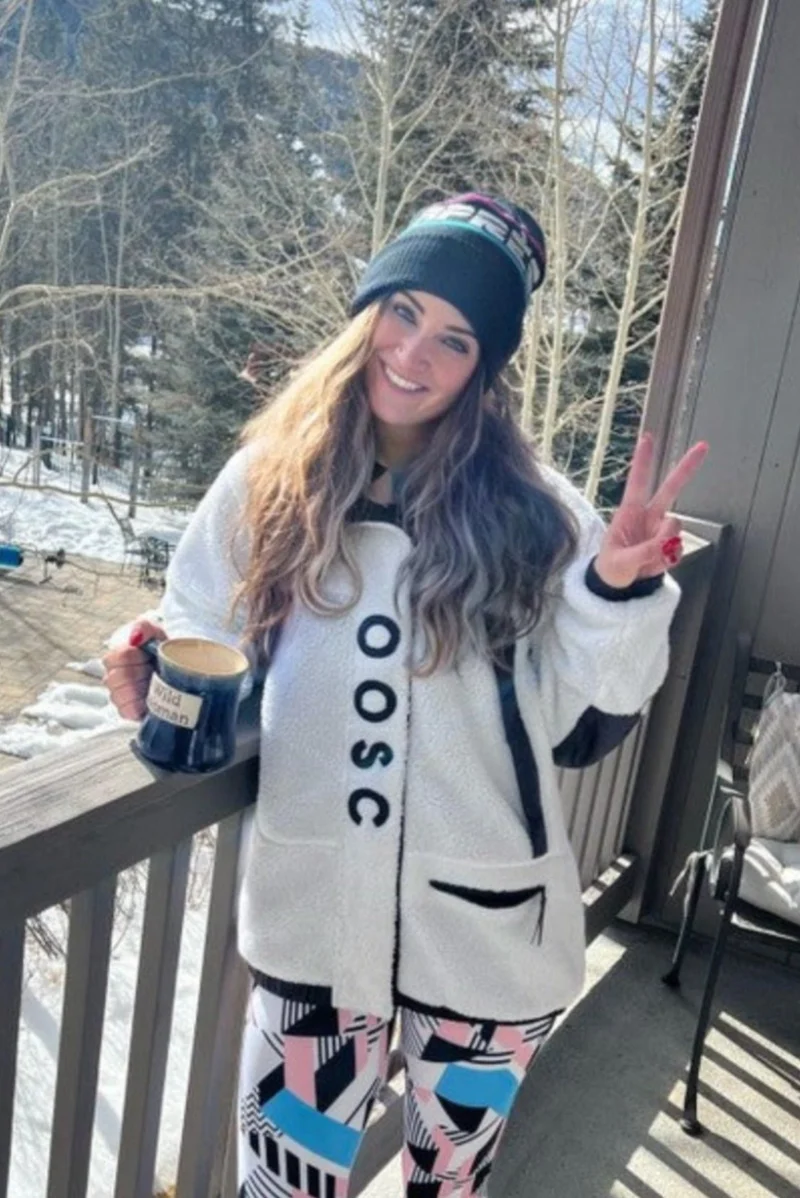 Sherpa Fleece Jacket White / Black - Women's