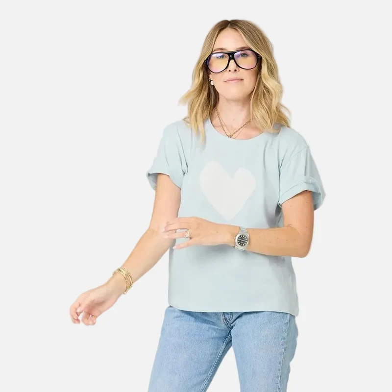 Kerri Rosenthal Suke Imperfect Heart Tee - Sea Salt