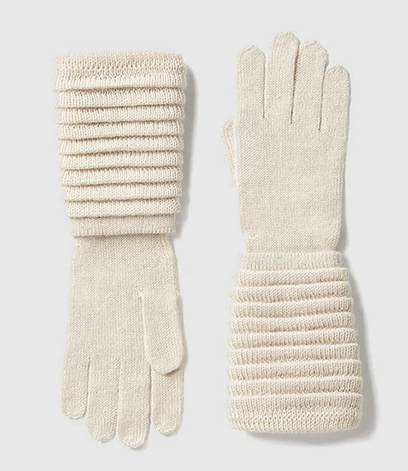 SENTALER Ribbed Gloves - Ivory