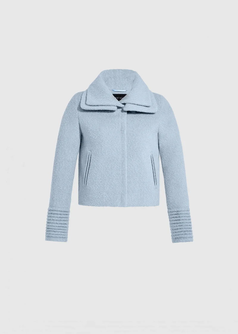 SENTALER Bouclé Alpaca Moto Jacket With Signature Double Collar