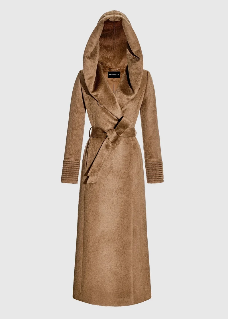 SENTALER Suri Alpaca Maxi Hooded Wrap Coat