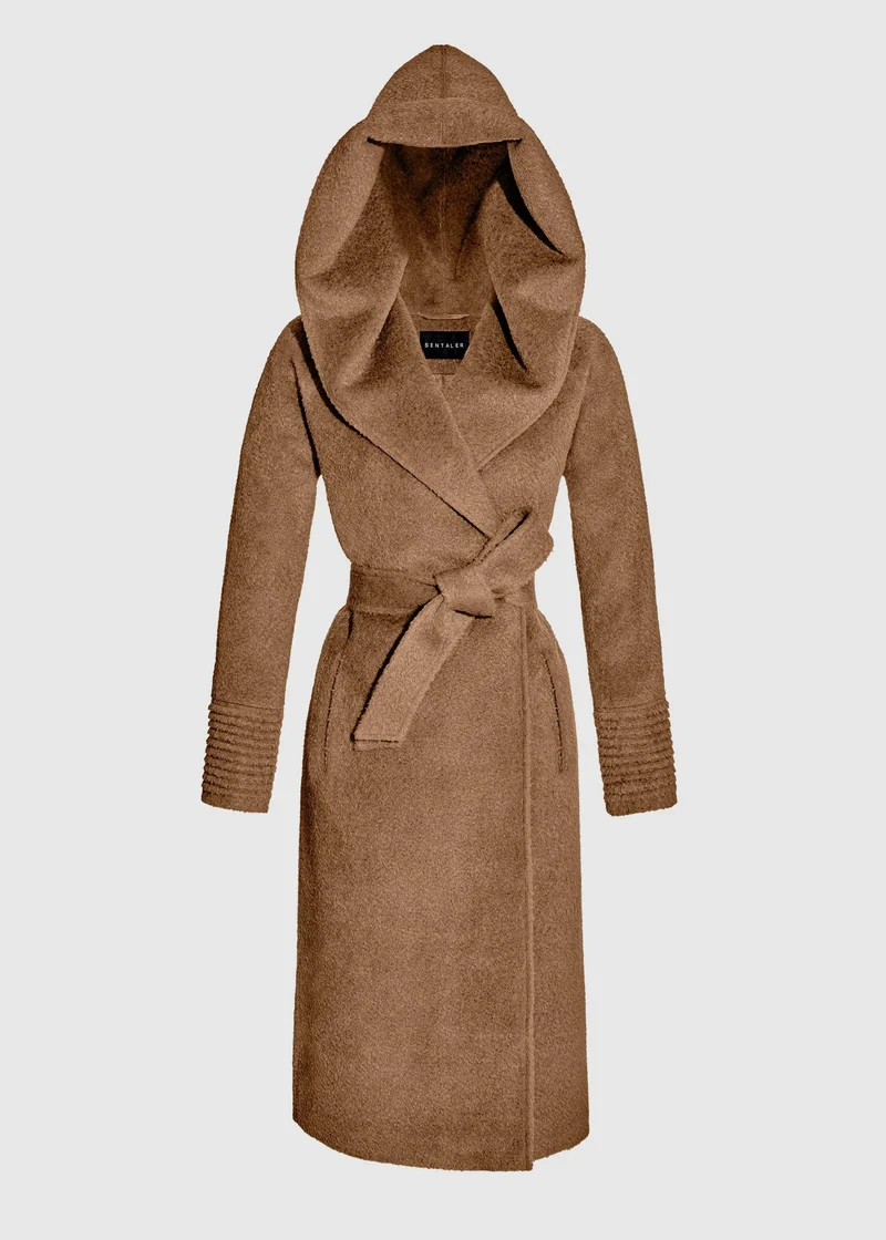 SENTALER Bouclé Alpaca Long Hooded Coat