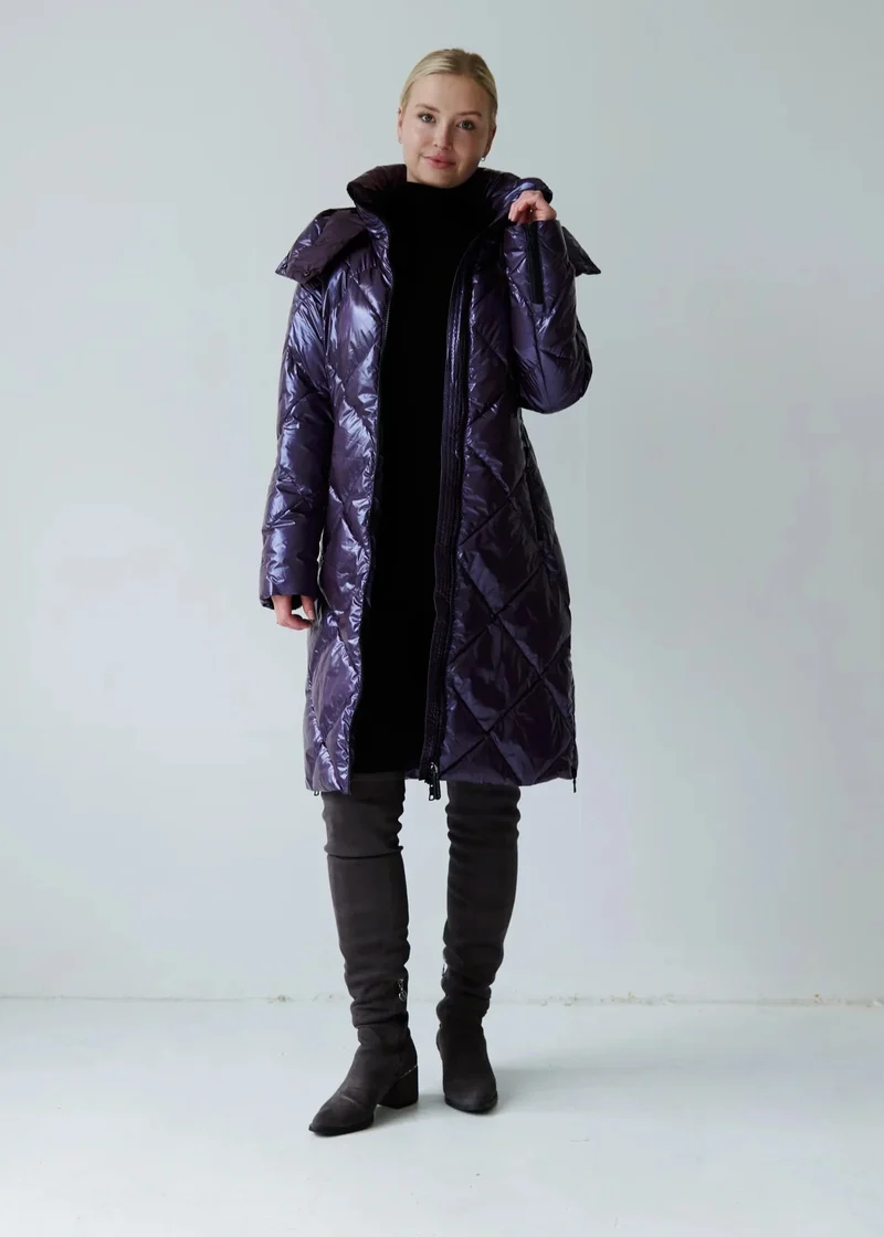 Eleven Elfs Saga Long Vegan Down Coat - Aubergine