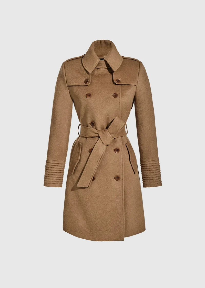 SENTALER Baby Alpaca Mid Length Trench Coat